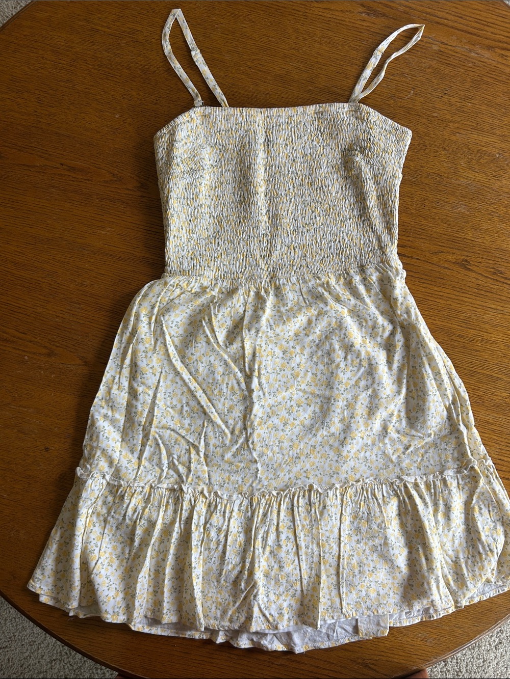 Hollister Pale Yellow Floral Strapless Sundress